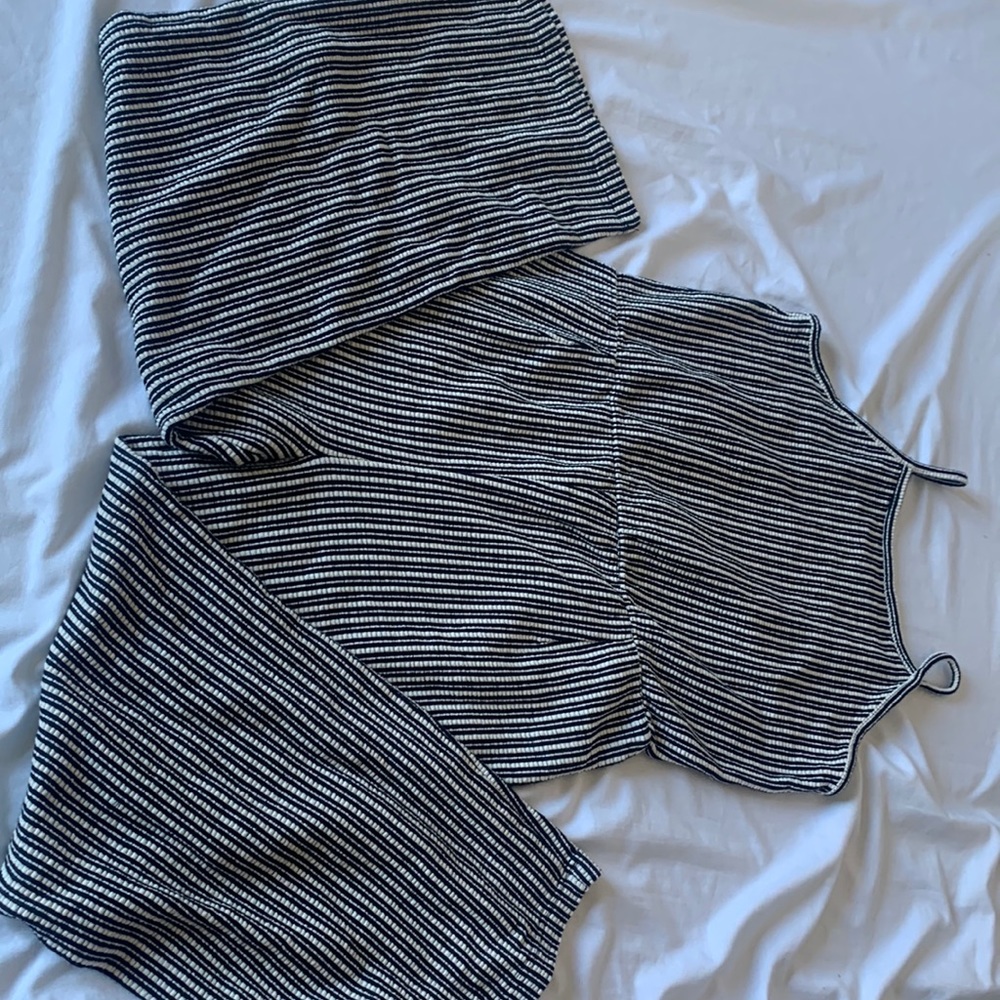 black and white striped jumpsuit